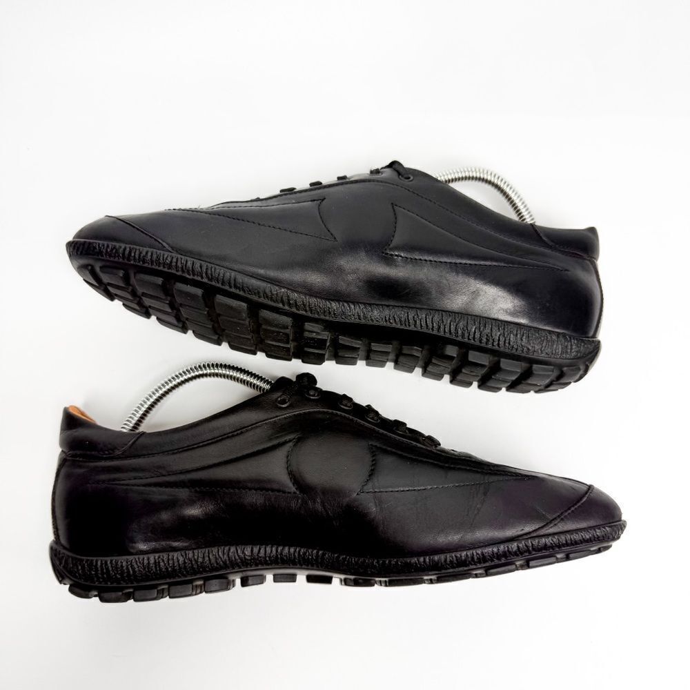 Nobel Shoes Made in Italy Black Leather Sneakers Casual Luxury Shoes Size 40.5EU - Picture 6 of 10